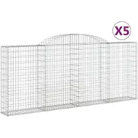 vidaXL Gabions avec arc surélevé 5 pcs. 300x30x120/140cm Fer galvanisé