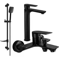 Mexen Alfa DF62 Ensemble de mitigeurs de lavabo et de baignoire avec accessoires, noir (745713DF62-70)