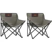 vidaXL Chaises de camping 2 pcs. avec sac Gris pliable