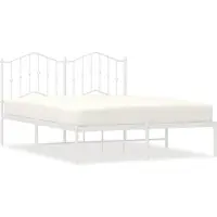 vidaXL Cadre de lit avec tête de lit en métal blanc 150x200 cm