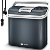 Tillvex Glacière électrique 24L Gris | Mini-réfrigérateur 230 V et 12 V pour voiture camping | refroidit & réchauffe | Mode ECO
