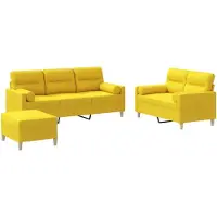 vidaXL Ensemble de canapés 3 pièces avec coussins Tissu jaune clair