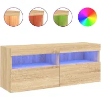 vidaXL Armoire TV murale avec lampes LED Chêne Sonoma 100x30x40 cm