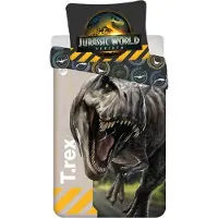 Jerry Fabrics Ensemble de literie Jurassic World « T-Rex » 140 x 200 cm + 70 x 90 cm Gris Jaune