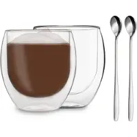 Feelino Verre à double paroi - by Klarstein duos - set de 2 - avec cuillère - 80 ml