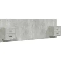 vidaXL Tête de lit avec tables de nuit gris béton Bois composite