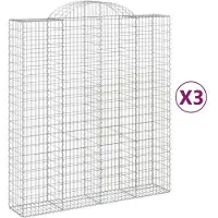 vidaXL Gabions avec arc surélevé 3 pcs. 200x50x220/240cm Fer galvanisé
