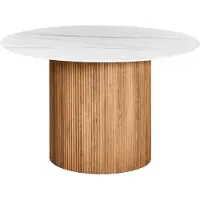Beliani Table De Repas Albina Marbre Blanc 120 Cm 120 Cm