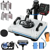 Vevor Presse à Chaud 10 en 1 Machine de Sublimation de Transfert 30x38 cm Machine de Presse à Chaud Blanche Numérique LCD 1000 W Transfert Efficace pour T-Shirt Chapeau Casquette Tasse Assiette Stylo