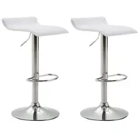 CLP Lot de 2 tabourets de bar Dyn V2 en similicuir, réglables en hauteur et pivotants, blanc, structure chromée