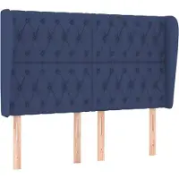 vidaXL Tête de lit avec oreilles bleu 163x23x118/128 cm Tissu