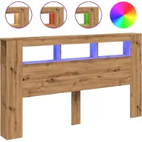 vidaXL Tête de lit LED Chêne Artisan 180x18,5x103,5 cm Bois composite