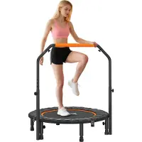 HOMCOM Rebounder de fitness pliable de 102 cm, trampoline de fitness avec poignée