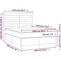 vidaXL Lit boxspring avec matelas vert foncé 140x190 cm velours