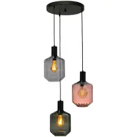 Masterlight Suspension loft 3 lumières - noire - Porto avec des lunettes Jagger