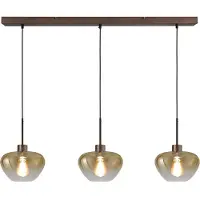 Masterlight Suspension 3 lumières Genua marron avec verre doré Ø 24cm