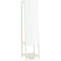 En.casa Miroir de dressing 2 en 1 « Klilbojle » Miroir pleine longueur avec tringle à vêtements et 2 étagères Métal 160 x 40 x 35 cm Couleur sable