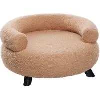 Flamingo Canapé pour chien Dudo, rond, beige, dimensions : 62 x 62 x 28 cm