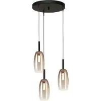 Masterlight Lampe pendante 3L Vide Lido Olive avec un verre doré Ø de 11,5 cm