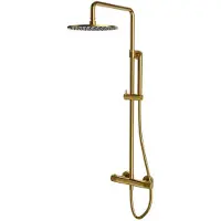 Omnires contour - doucheset met thermostaat, diameter 25 cm, geborsteld goud