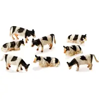 Kids Globe Mini Fermette de Vaches Noir & Blanc 1:87 - Set de 8 pièces