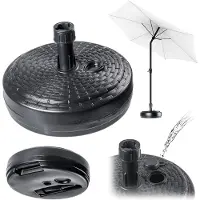 Kadax Pied de parasol, rotin, rond, anthracite