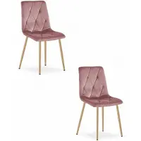 Leobert Chaise - - Libra - Velours Rose/Pieds Bois - 45 X 54 X 86,5 Cm - Lot De 2