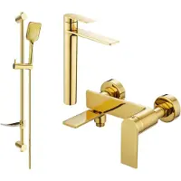 Mexen Zero SET Mélangeur lavabo + bain avec accessoires DF62, or (7113DF62-50)