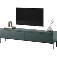Selsey BEMMI - Table basse TV, vert foncé avec pieds en métal, 175 cm