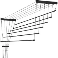 Kadax Séchoir à linge de plafond "Torp", Séchoir de plafond charge 12kg, 6 barres, 170 cm, noir