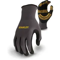 Stanley Gant de travail taille M - enduit de nitrile, respirant & léger, gris/noir/jaune, EN420 & EN388