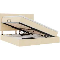 vidaXL Lit de rangement avec matelas Crème 180 x 200 cm Tissu