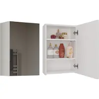 Top E Shop Armoire de salle de bain supérieure à une porte avec miroir MARGO – blanc