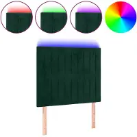vidaXL Tête de lit LED vert foncé 80x5x118/128 cm velours