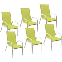 Happy Garden Lot de 6 chaises MARBELLA en textilène vert - aluminium blanc