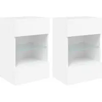 vidaXL Armoires TV murales avec lampes LED 2 pcs. Blanc 40x30x60,5 cm