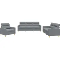 vidaXL Ensemble de canapés 3 pièces avec coussins Tissu gris clair