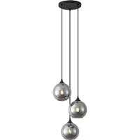 QAZQA Suspension Art Déco Noire avec Verre Fumé 3 Lumières - Wallace