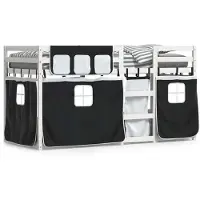 vidaXL Lit superposé avec rideaux blanc & noir 80x200 cm Pin