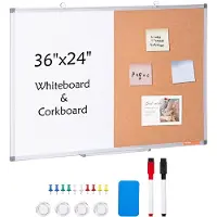 Vevor Combo Tableau Blanc et Tableau en Liège 90x60 cm