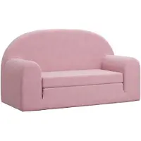 vidaXL Canapé-lit pour enfants 2 places Rose Peluche douce