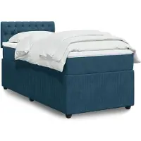 vidaXL Lit boxspring avec matelas bleu 90x200 cm velours