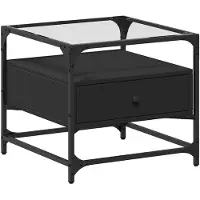 vidaXL Table basse avec plateau en verre noir 50x50x45 cm acier