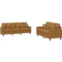 vidaXL ensemble de canapés 2 pièces avec coussins Marron Velours
