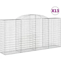 vidaXL Gabions avec arc surélevé 13 pcs 300x50x140/160cm Fer galvanisé