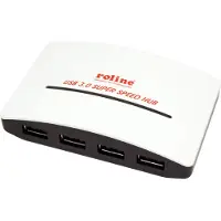 Roline USB3.0 Hub Black and White 4 Ports mit Netzteil