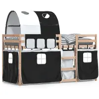 vidaXL Lit superposé avec rideaux blanc & noir 80x200 cm Pin