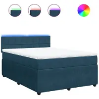 vidaXL Lit boxspring avec matelas bleu 140x200 cm velours