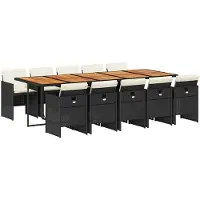 vidaXL Ensemble de jardin 11 pièces avec coussins Noir Poly Rattan