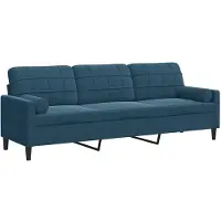 vidaXL Canapé 3 places avec coussins décoratifs bleu 210 cm velours
